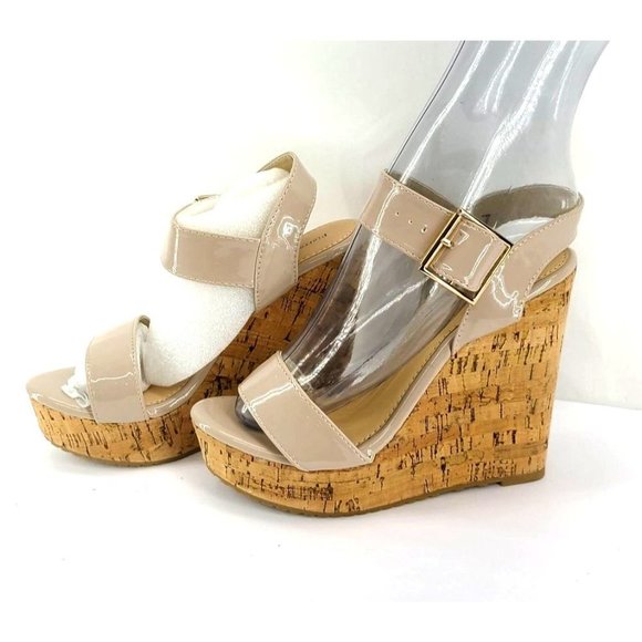 Wedge High Heels, PIERRE DUMAS Sandal Stilettos Wedges High Heel Shoes - Nude, 7 - Picture 9 of 9